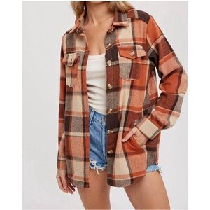 Bluivy Orange,brown, cream shacket small